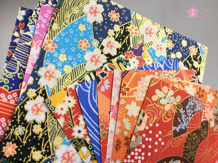 Papel Origami de alto gramaje con detalles dorados Kami Store